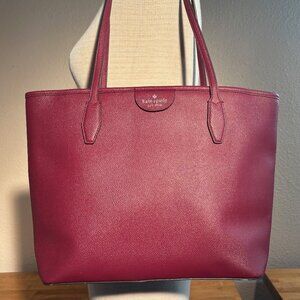 Kate Spade Cara Large Leather Zip Top Tote Bag in Cranberry Red